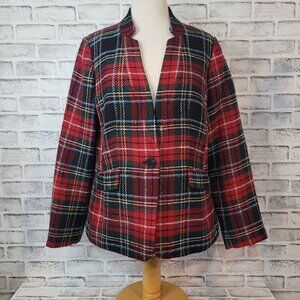 EUC Appleseed's Tartan Plaid Woven Blazer size 14